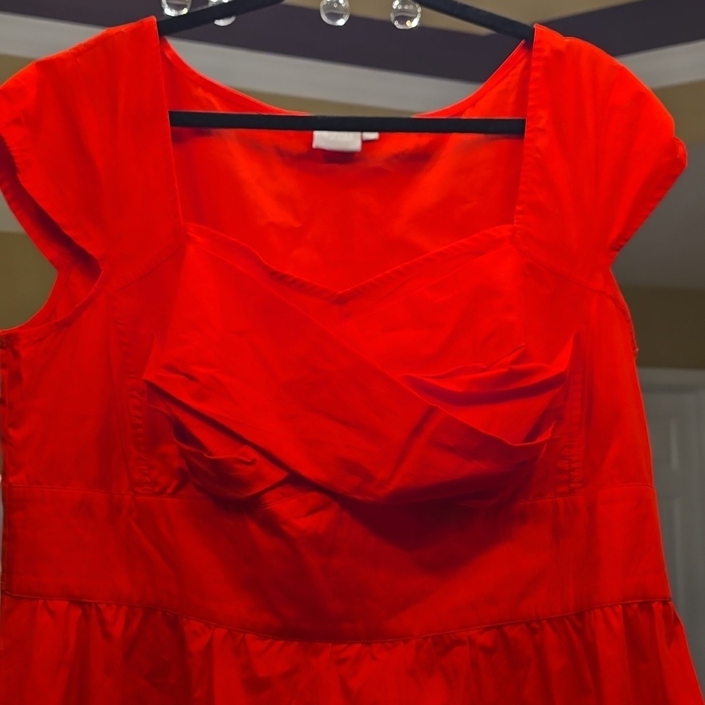 eShakti Cotton Vibrant Red Mini Dress - Picture 3 of 16